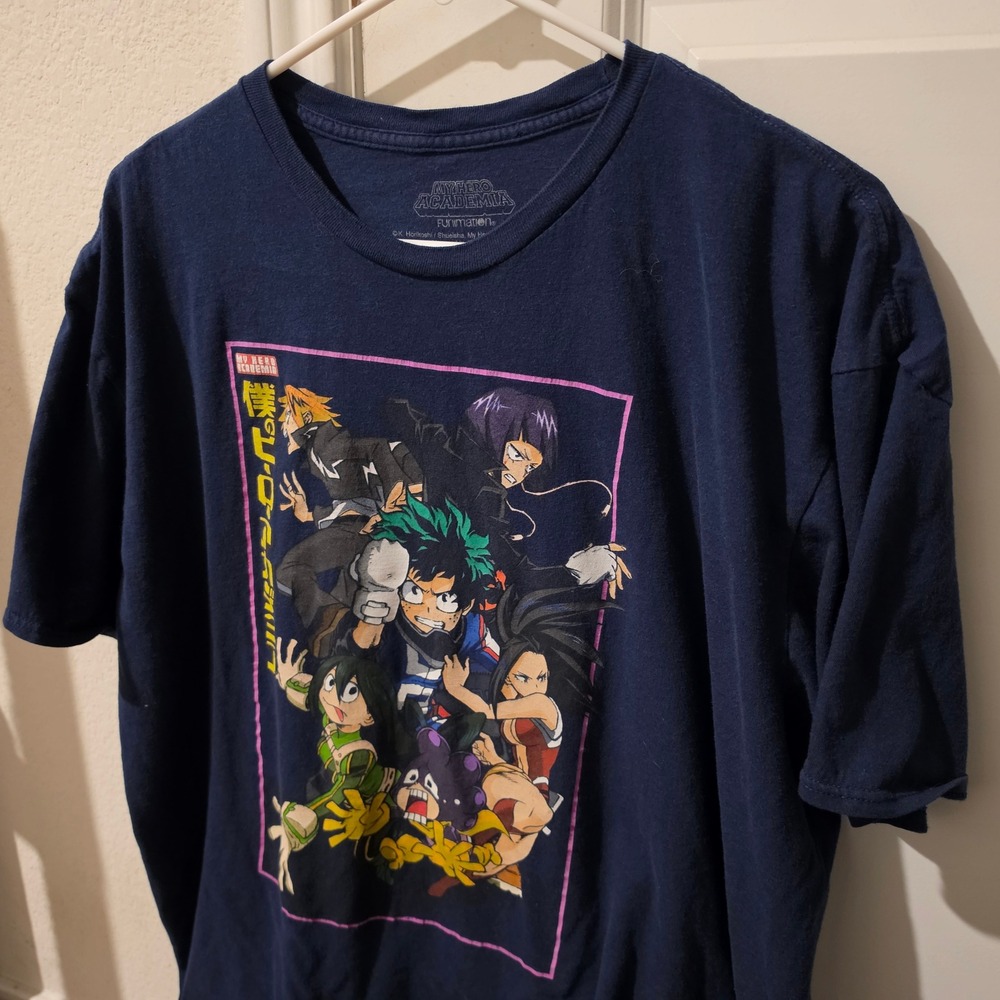 My Hero Academia Mens Navy Blue Graphic T-Shirt Anime Funimation 2XL 100% Cotton